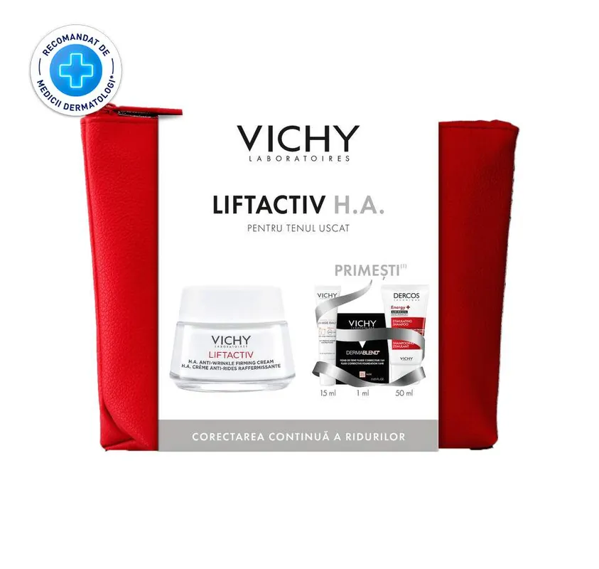 VICHY PACHET CREMA DE ZI ANTIRID SI FERMITATE PENTRU TEN USCAT 50ML Preț redus
