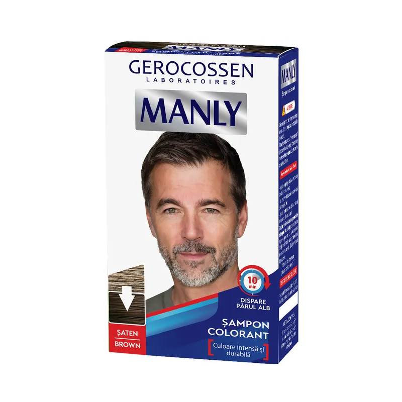 Sampon colorant pentru barbati Saten, Manly, 25 ml, Gerocossen Super ofertă