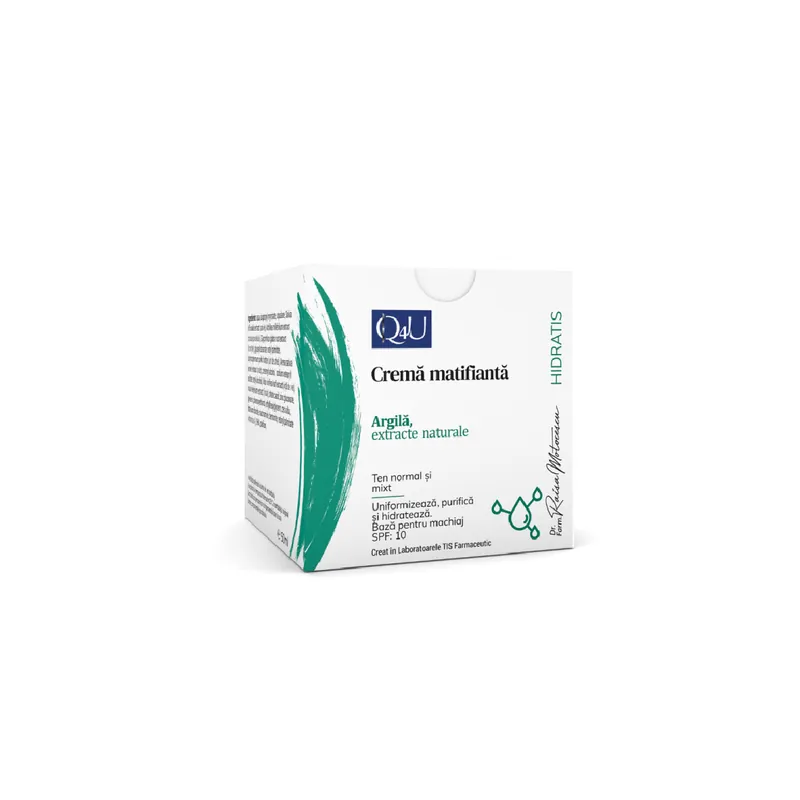Crema matifianta cu argila Q4U, 50ml, Tis Farmaceutic Comandă acum