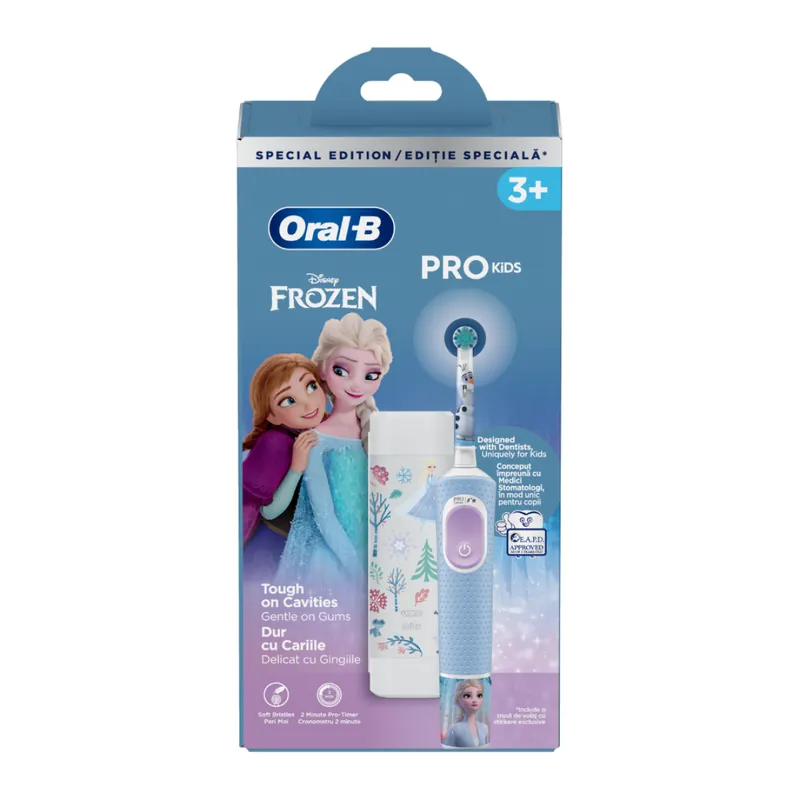Doar azi Periuță de dinți electrică + trusă de călătorie Vitality Pro Kids Frozen, pentru copii 3+ ani, Oral-B