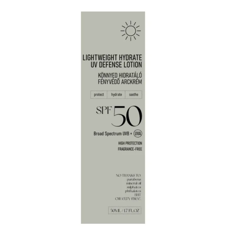 Nu rata Lotiune hidratanta lejera cu SPF 50 Lightweight Hydrate UV Defense, 50 ml, Nerds
