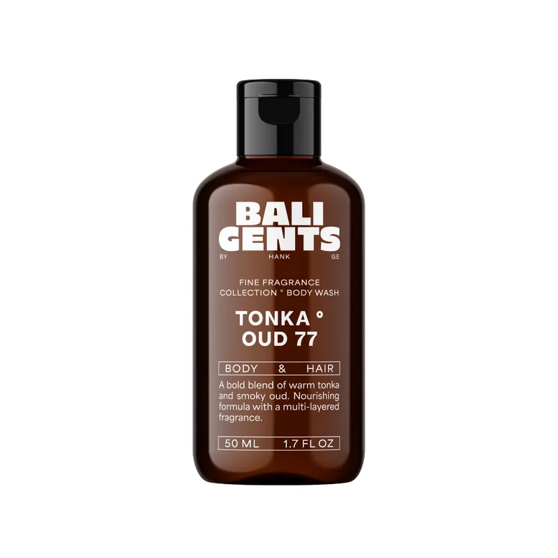 Nu rata Bali Gents Tonka Oud 77 Body & Hair Wash, gel de dus si sampon 2 in 1 pentru corp si par 50 ml