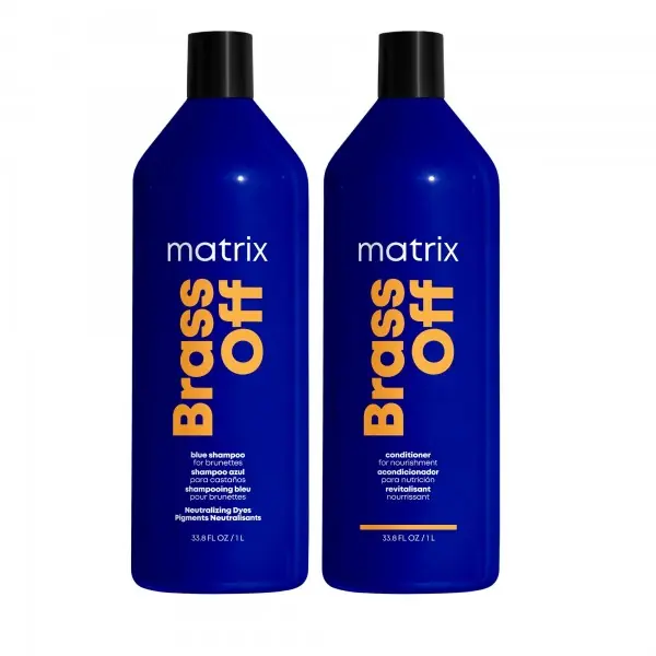 Matrix Brass Off - Pachet par vopsit neutralizare ton aramiu sau orange Sampon 1L + Balsam 1L Bestseller