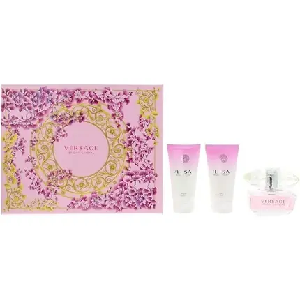 Nu rata Set cadou Versace Bright Crystal, Eau De Toilette 50ml, Gel de dus 50ml, Lotiune de corp 50ml