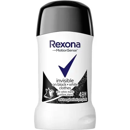 Calitate înaltă Deodorant stick, Rexona, Invisible Black & White Diamond, 40ml