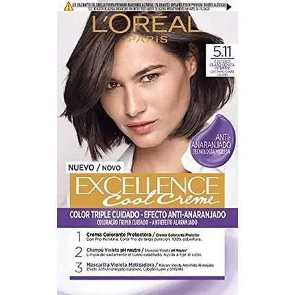 Plată sigură Vopsea de păr permanentă, L‘Oréal Paris, 5.11 Castaniu Cenușiu Intens, 260g