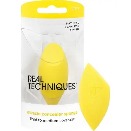 Ofertă exclusivă Burete Machiaj Elongat, Real Techniques, Galben, Fără Latex