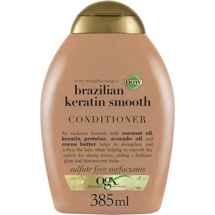 Premium Balsam OGX Brazilian Keratin Smooth, pentru păr uscat, 385ml