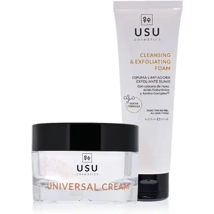 Set curățare facială, Usu Cosmetics, exfoliant și cremă Preferatul clienților