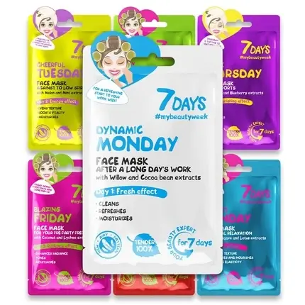 Măști faciale, 7days, set 7 bucăți, pentru toate tipurile de piele Livrare rapidă