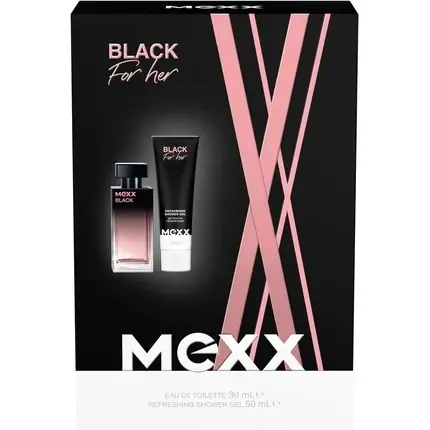 Super ofertă Set cadou parfum, Mexx, Black Woman, 30ml + gel de duș 50ml