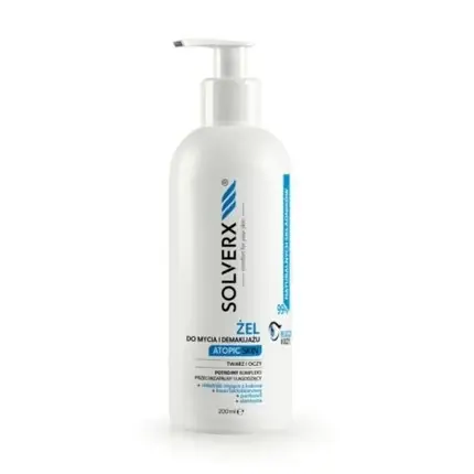 Livrare rapidă Gel de curățare față și ochi, Solverx, piele atopică, 200ml
