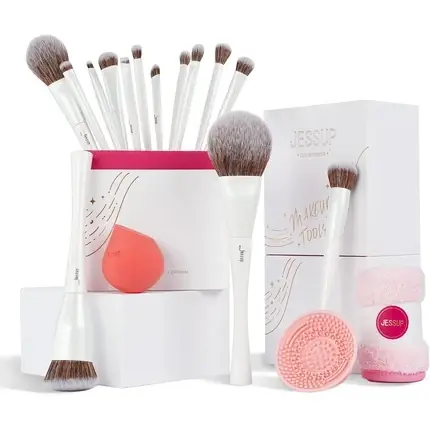 Set pensule machiaj Jessup T333, alb perlat, 14 piese Cel mai bun preț