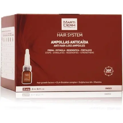 Tratament anticădere păr, Martiderm, 28 fiole, culoare maro Discount