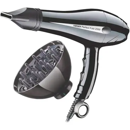 Premium Uscător de păr, Haeger Perfect Fold 2000, Negru, Pliabil