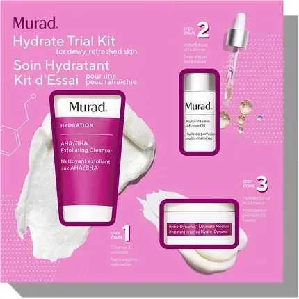 Noutate Set Îngrijire Facială Murad Hydrate Trial Kit, Exfoliant, Ulei, Crema