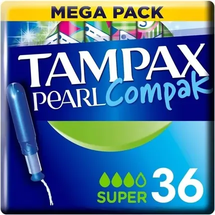 Ofertă specială Tampoane Tampax Pearl Compak Super 36 buc, albastru