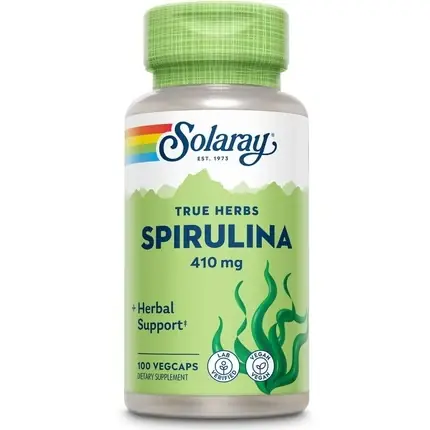 Ofertă specială Supliment alimentar, Solaray, Spirulina 410 mg, verde