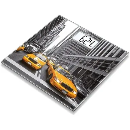 Nu rata Cantar sticla Beurer GS 203, galben, design New York