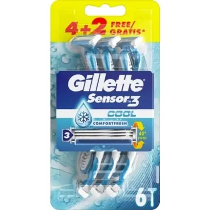 Calitate înaltă Aparate de ras, Gillette Sensor3 Cool, 6 buc, albastru