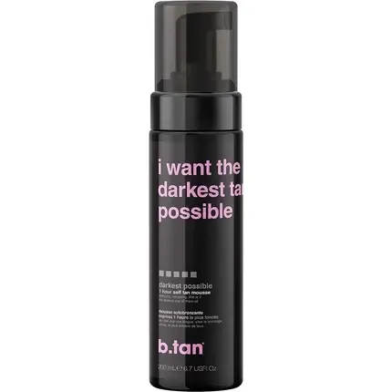 Lichidare de stoc Spumă autobronzantă B.Tan Darkest Possible, negru, 200ml