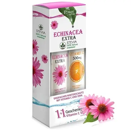 Tablete Echinacea Extra Power Of Nature, vitamina C 500mg, stevia Ofertă exclusivă