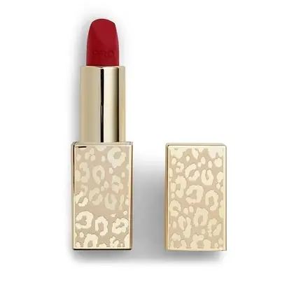 Ruj, Revolution Beauty, New Neutral Satin Matte, roșu, ambalaj leopard Ofertă