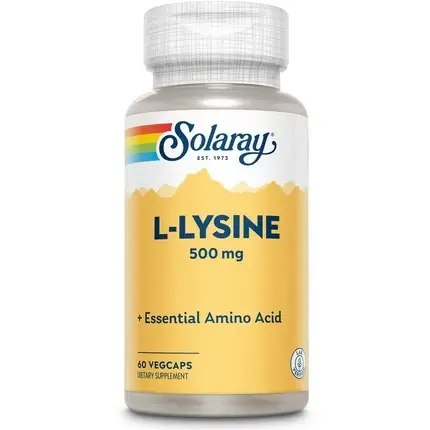 Ofertă specială Aminoacid Solaray L-Lysine 500mg, 60 capsule vegetale, galben