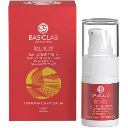 Reducere extra Ser Antirid, BasicLab Dermocosmetics, retinol și coenzima Q10, 15ml
