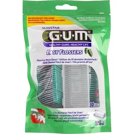 Ață Dentara Gum, Easy Flossers, verde, 30 bucăți Plată sigură