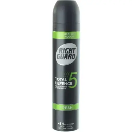 Deodorant, Right Guard, Total Defence 5, negru-verde, 250ml Lichidare de stoc