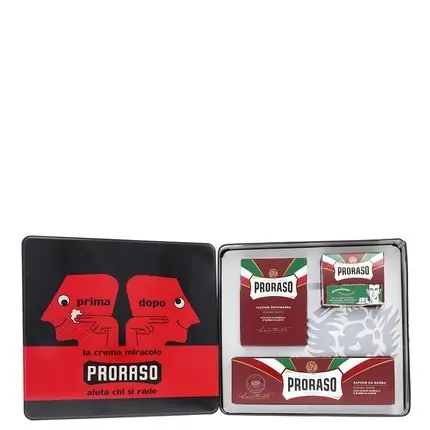 Doar azi Set bărbierit, Proraso, cremă și loțiune, 350ml, roșu