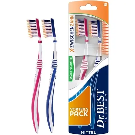 Cel mai bun preț Periuțe interdentare, Dr.Best X, mediu, roz/albastru, set 2 bucăți