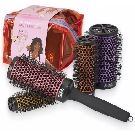 Ofertă specială Perie Rotundă, Olivia Garden, Multibrush, Set 4 în 1, Negru Portocaliu