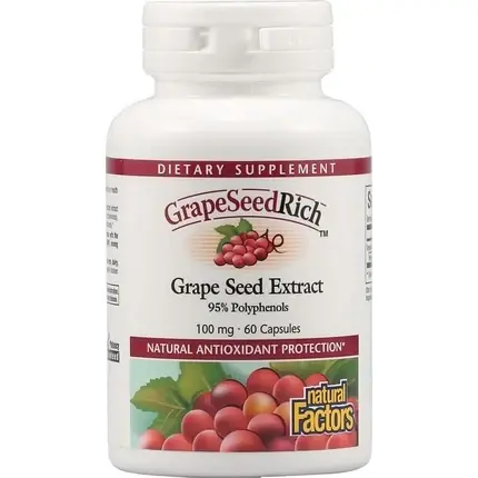 Plată securizată Supliment Antioxidant Natural Factors, extract din sâmburi de struguri, 60 capsule