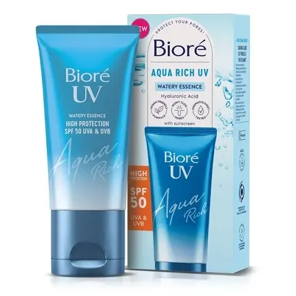 Cremă protecție solară față, Biore, Aqua Rich, albastru Reducere specială