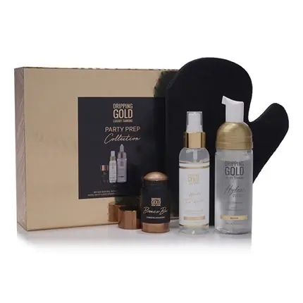 Set Cadou Parfum Dripping Gold, Party Prep Collection, cutie aurie, perne negre Reducere specială