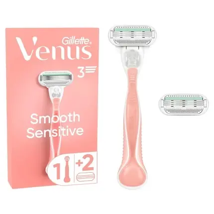 Rasor Gillette Venus Sensitive Smooth, roz-alb, 2 lame de rezervă Ofertă specială