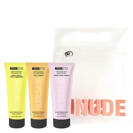 Preț promoțional Set Cadou Îngrijire Piele Citrus, Nudestix, Kit Curățare Facială (Galben, Portocaliu, Roz), 3 bucăți