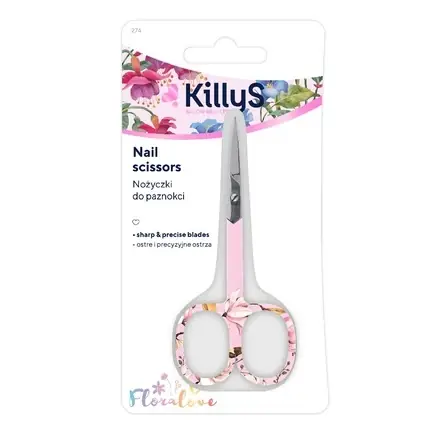 Set foarfece pentru unghii Killys Floralove, design flori roz, mâner ergonomic Super ofertă