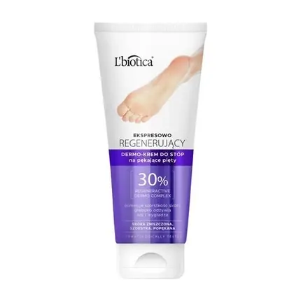 Reducere extra Cremă pentru Picioare L‘biotica, Express Regenerating Dermo Foot Cream for Cracked Heels, 100ml, Alb/Violet