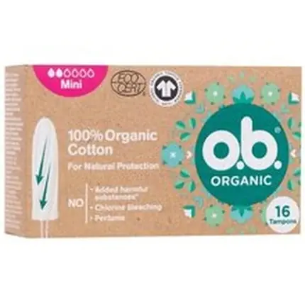 Chilipir Ob Organic Mini Tampon, O.B, Mini, 16 buc, 100% bumbac organic, ambalaj ecologic