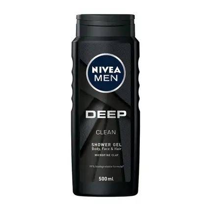 Bestseller Gel de duș Nivea Men Deep Clean, corp și păr, cu argilă fină, 500ml, negru