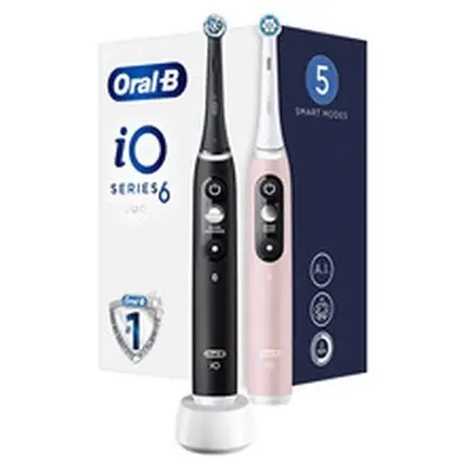 Lichidare de stoc Periuță Electrică Oral-B iO Series 6, Set Duo 2 buc, Negru și Roz Sable
