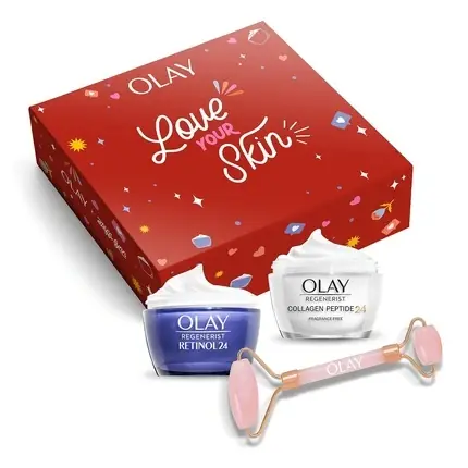 Ofertă specială Olay Gift Set, Collagen Peptides 24 & Retinol Cream with Face Roller