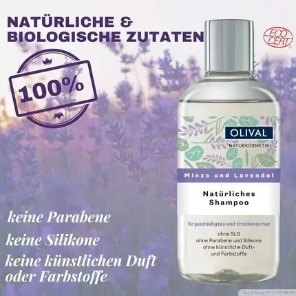 Cel mai bun preț Șampon Natural Mint Lavender, 250ml, sticlă transparentă cu capac argintiu