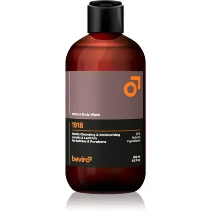 Gel de duș pentru bărbați, Beviro Natural Body Wash 1918, 250 ml Plată sigură