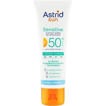 Cremă solară Astrid Sun Sensitive SPF 50+, alb-portocalie Calitate înaltă