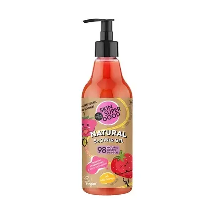 Ofertă Gel de duș Skin Super Good Natural Organic Strawberry cu difuzor, 500ml