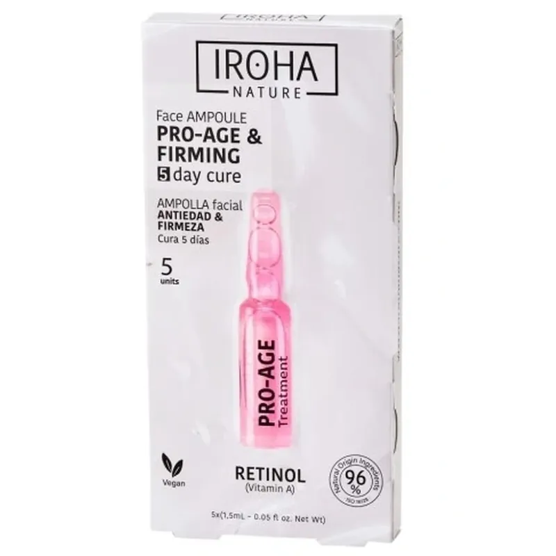 Iroha Nature Fiole faciale anti-îmbătrânire și fermitate cu Retinol, 5x1.5ml Reducere specială